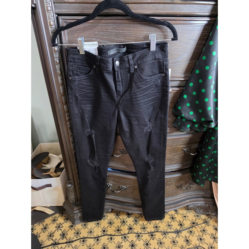 Joes Jeans The Icon Mid Rise Skinny Ankle Black Distressed Flawless Jeans 27 DN9